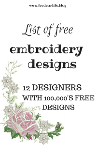 List of Free Embroidery Designs - 12 designers with 100,000's of free designs - beautiful machine embroidery designs for free