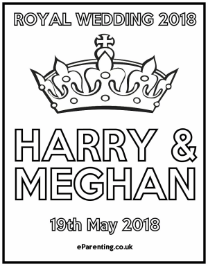 Royal Wedding Crafts - colouring coloring in pages Harry & Meghan Megan