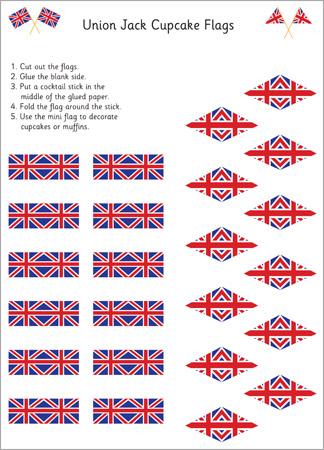 Royal Wedding Crafts - Union Jack Cupcake Flags Printable