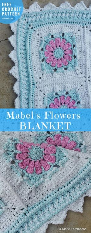 Mabels Flowers Blanket - best free crochet blanket patterns - www.feedourlife.blog