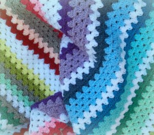 Rainbow Diagonal Candy Stripes Granny Blanket - best free crochet blanket patterns - wwww.feedourlife.blog