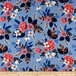 Cotton challis birch floral fabric by the yard periwinkle