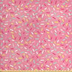 Pink yellow donut sprinkles fabric by the yard