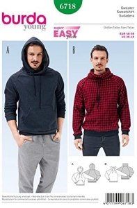 Burda Mens Easy Sewing Pattern Hoodie & Sweater Top