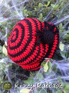Halloween Crochet Spiral Hat pattern with Spider by Krazy Kabbage