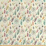 Feather fabric by the yard traditional tribal folk