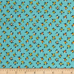 Turquoise orange new country calicos flowers fabric by the yard