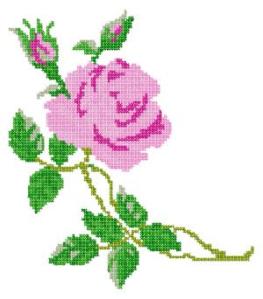 FREE membership embroidery design pink rose cross stitch style