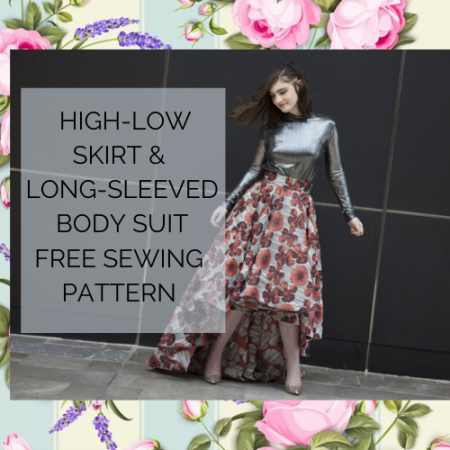 The iris ensemble high low skirt and long sleeved body suit free sewing pattern