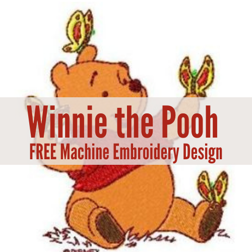 FREE: Winnie the Pooh with butterflies machine embroidery design
