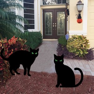 Outdoor Halloween Cats Silhouette with Reflective Eyes (Amazon paid link)