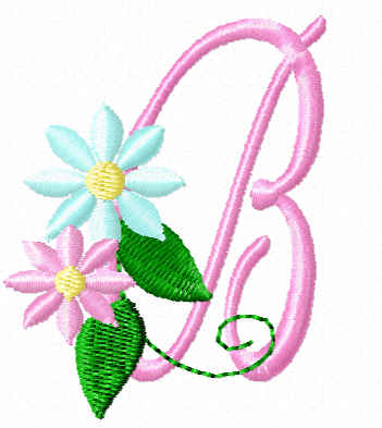 Floral Alphabet 3 embroidery design set - Letter B {Cute Embroidery}