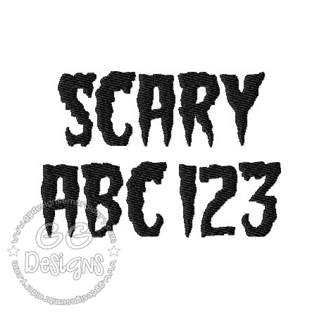 scary font alphabet machine embroidery design set