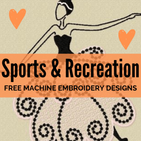 Free sports, recreation and dance machine embroidery designs