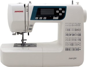 Janome 3160QDC Computerized Sewing Machine with hard cover, extension table, quilt kit, seam foot with guide, available from Amazon (paid link)