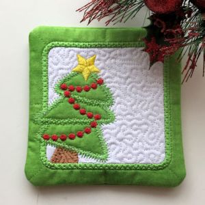 Free In the Hoop Christmas Tree Coaster