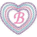 Hearts in hearts alphabet embroidery design set - Letter B {Cute Embroidery}