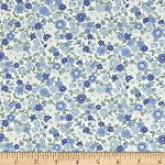 Robert Kaufman sevenberry petite garden med flower spray blue fabric by the yard