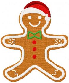 Gingerbread man free embroidery design with bowtie