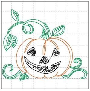 Free Halloween Pumpkin quick stitch machine embroidery design for instant download
