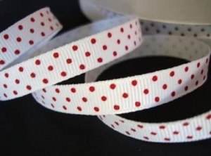 White and red polka dot grosgrain ribbon
