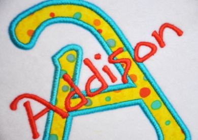 Freaky embroidery font alphabet Addison {Five Star Fonts}