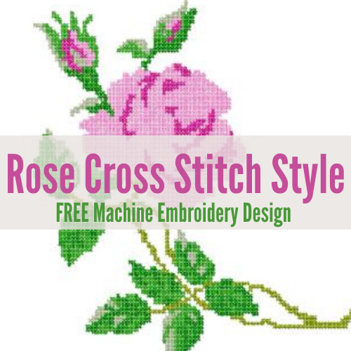 FREE: Pink Rose Cross Stitch Style Machine Embroidery Design