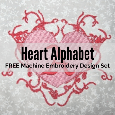 Heart Alphabet free machine embroidery design set