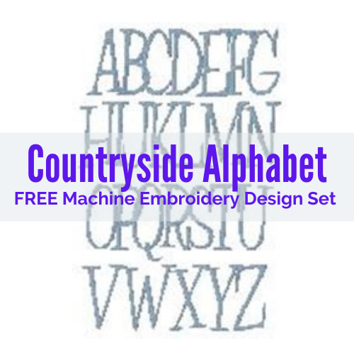 Free countryside alphabet machine embroidery design set