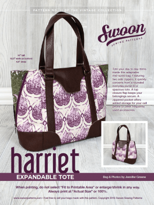 Harriet Expandable tote sewing pattern