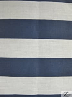 Blue white stripe poly cotton fabric sold by the yard