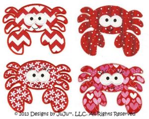 Crab applique free machine embroidery design