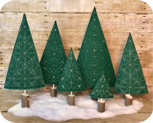 Set of 6 Christmas Tree embroidery designs