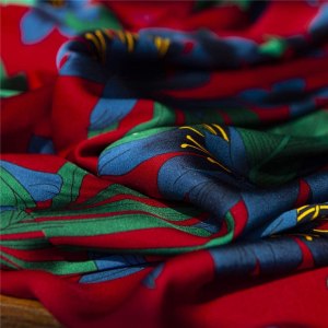 Stretchy printed heavy silk double georgette satin fabric by the yard, from Amazon