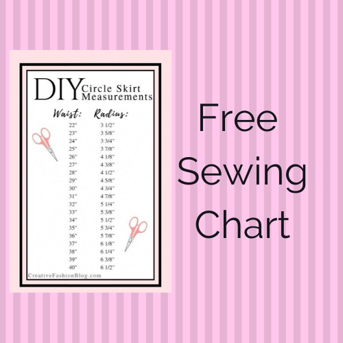 FREE Circle Skirt Measurements Chart