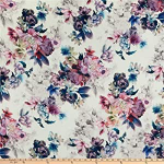 Kimono poly georgette floral print mauve white fabric by the yard