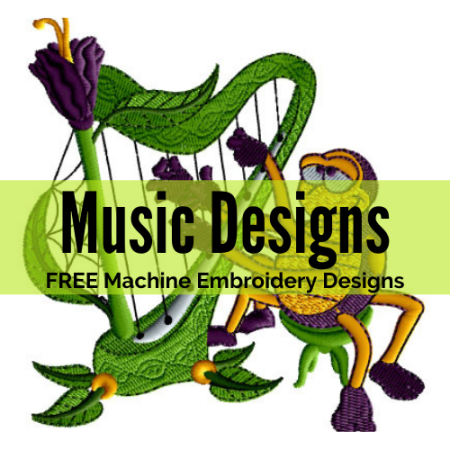Music themed free machine embroidery designs for instant download
