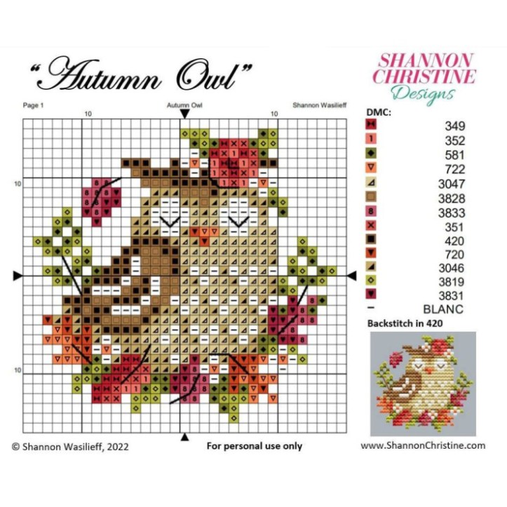free autumn owl cross stitch design by www.feedourlife.blog