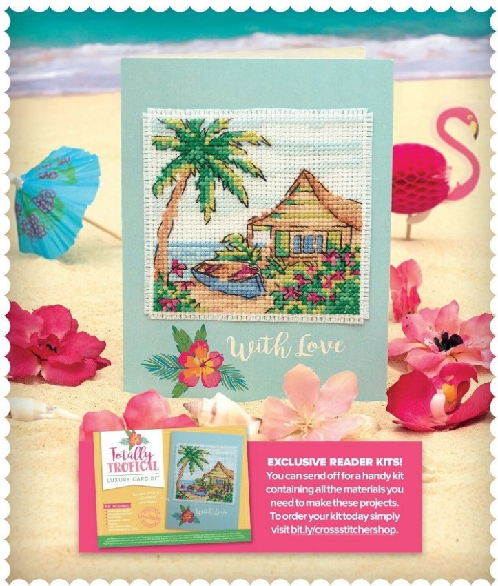 Caribbean coastal beach cross stitch pattern
