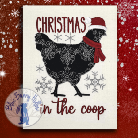 Free Christmas machine embroidery design - Christmas in the Coop - by www.feedourlife.blog