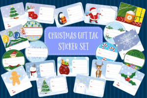 Christmas gift tag sticker set