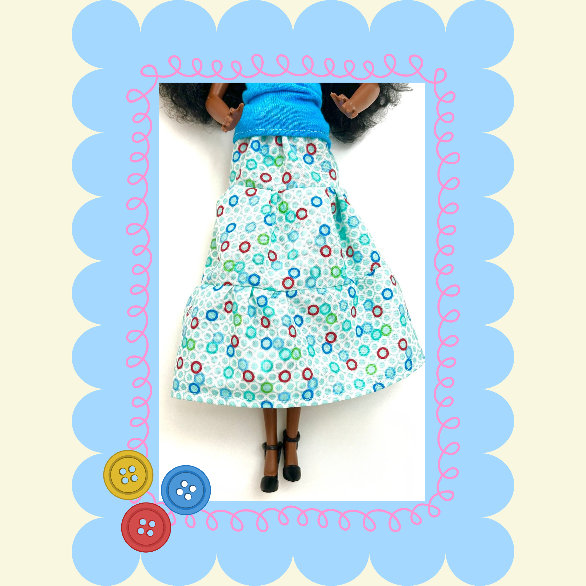 DIY tiered ruffled skirt for Barbie